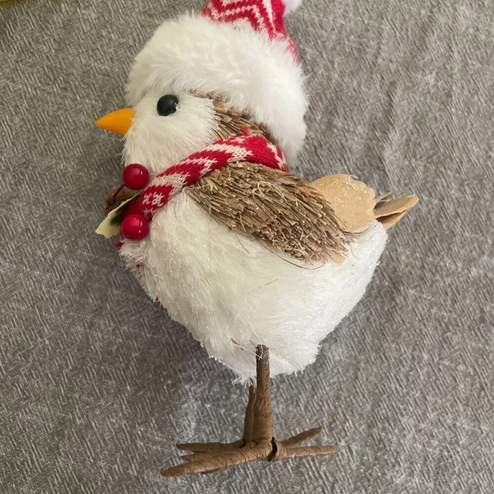 Ashland Featherly Fabric Set of 2 Birds Holiday Scarf Earmuffs Hat Figurines! - Picture 3 of 9